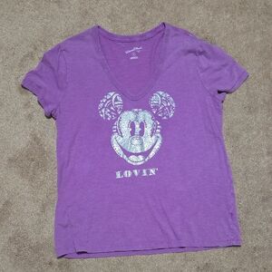 Disney Purple Tee with Silver Mickey Design